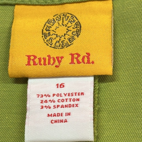 Ruby Rd. Crop Peplum 3/4 Sleeve Lime Green Fall Cropped Blazer Jacket Size 16 - Picture 8 of 10